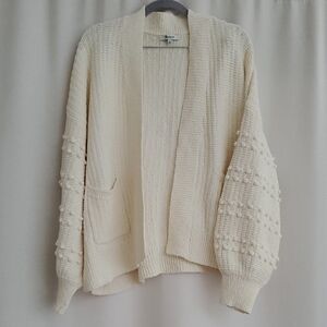 NWOT Madewell Cream Balloon Sleeve Popcorn Cardigan Sweater XL